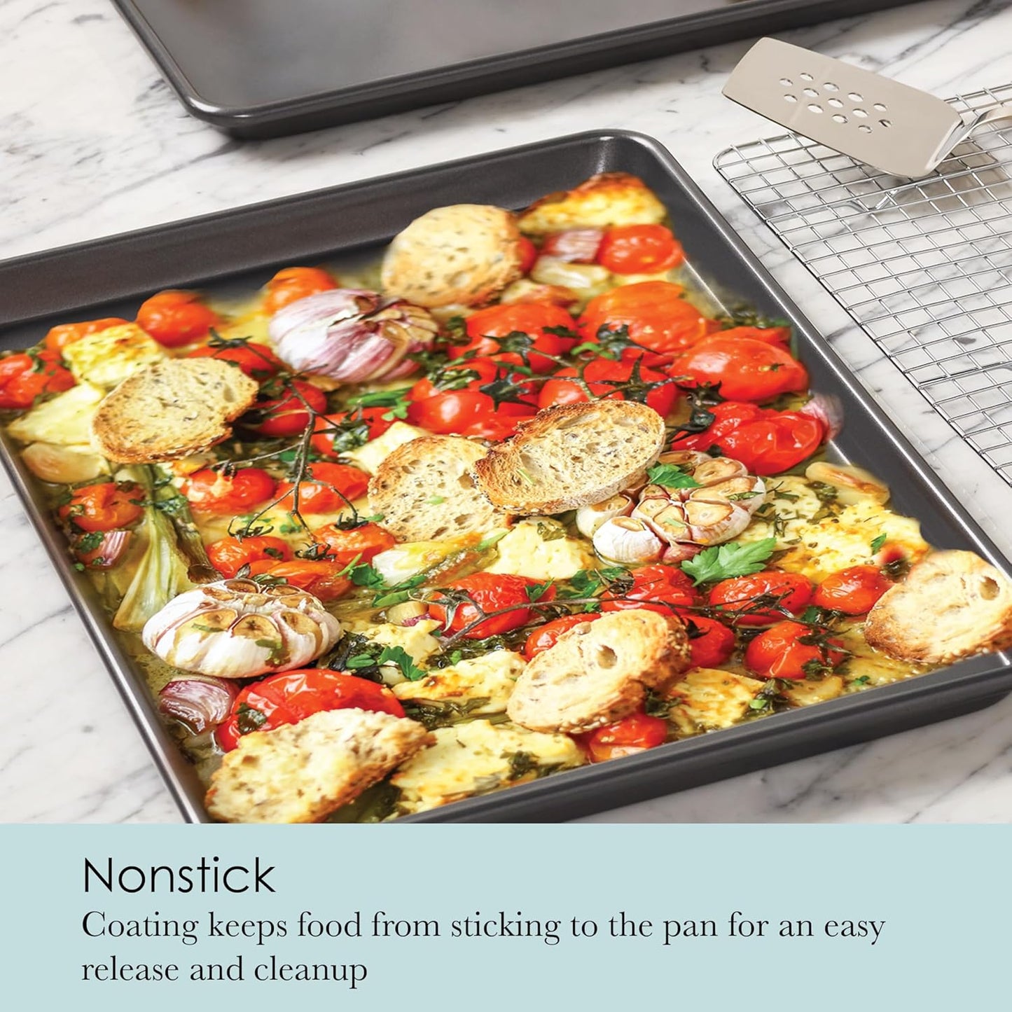 Chicago Metallic Professional Non-Stick Cookie and Jelly-Roll Pan Set with Cooling Rack, 17 by 12.25 Inches