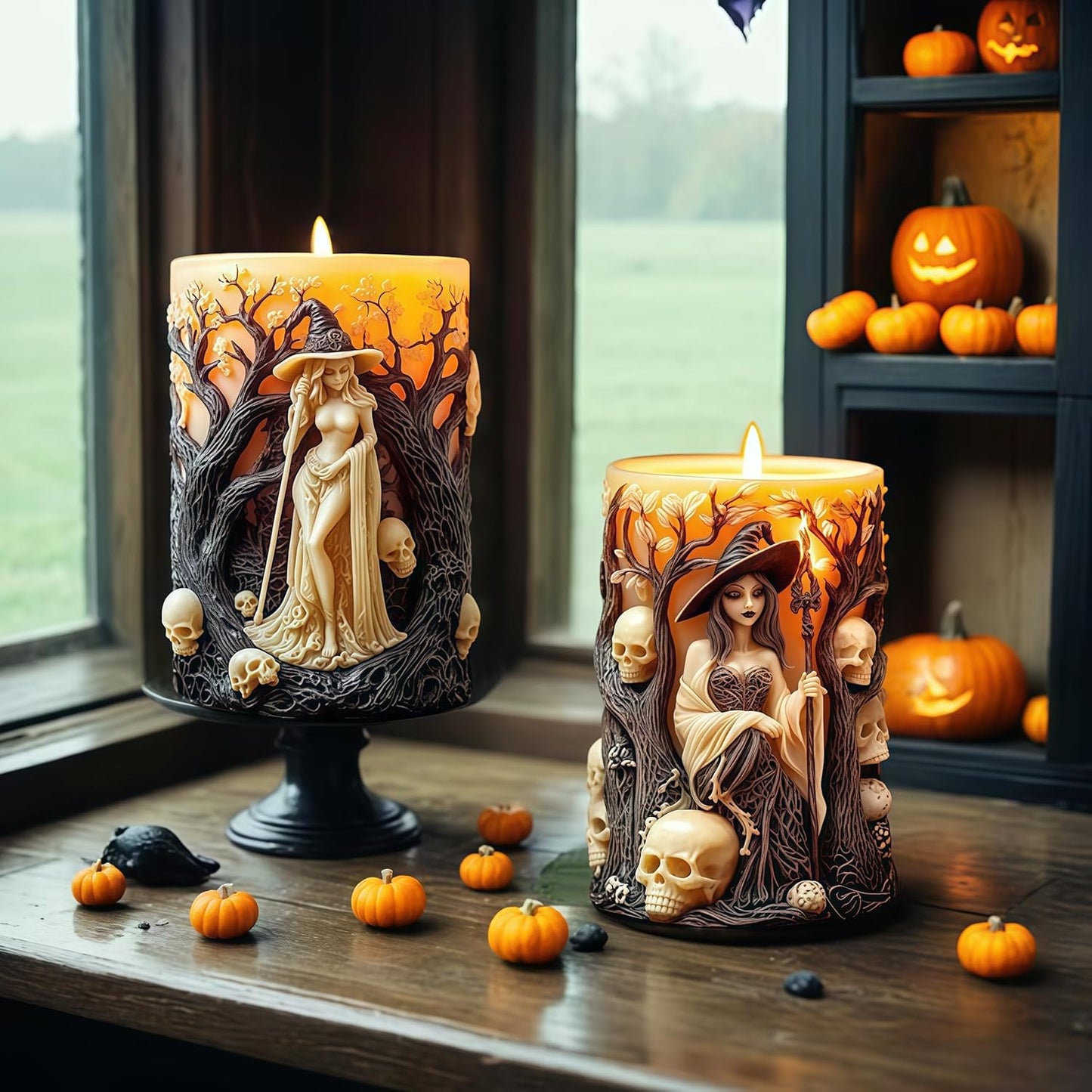 Witch Cylinder Silicone Candle Mold for Candle Making,Pillar Casting Silicone Molds for Resin Casting,Scented Candle, Soap,Silicone Molds for Home Decor,Resin Craft Gifts (D)