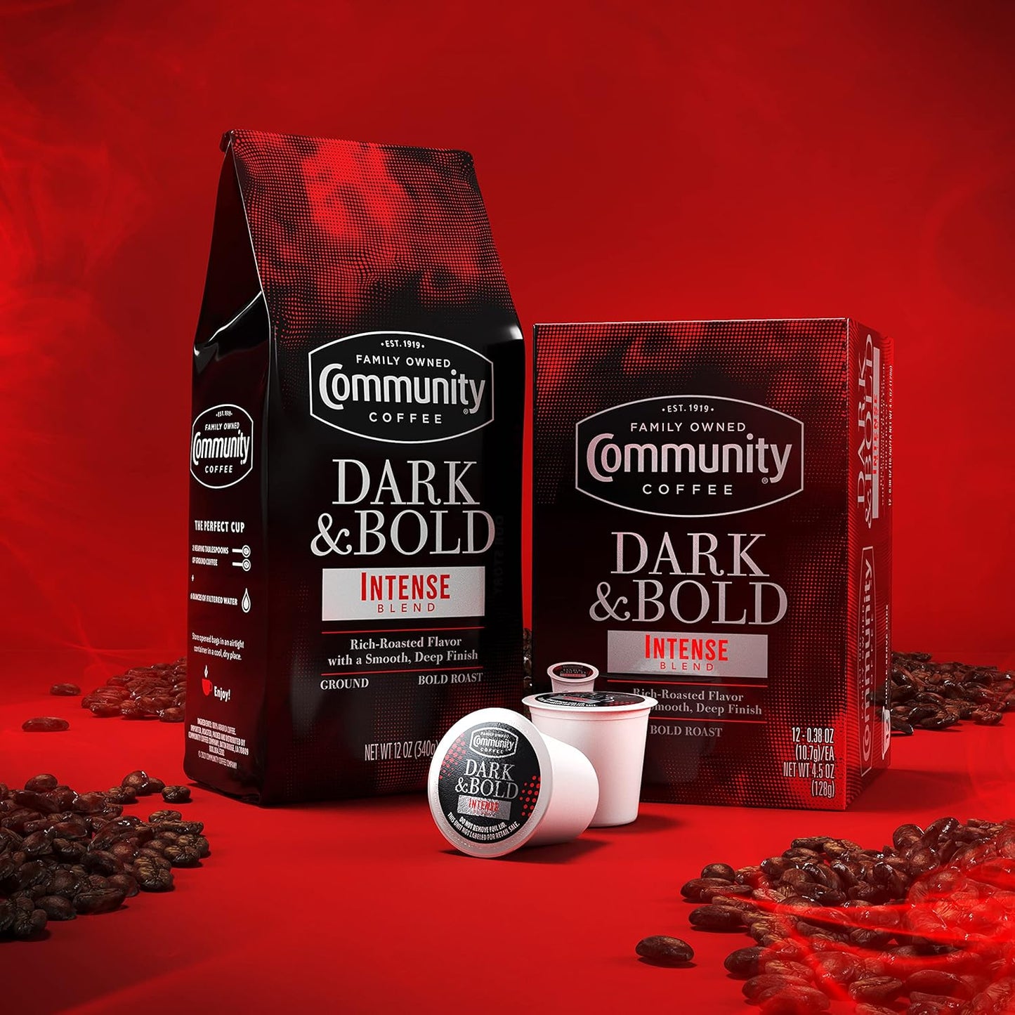 Community Coffee Dark & Bold Intense Blend 12 Count Coffee Pods, Dark Roast Compatible with Keurig 2.0 K-Cup Brewers, 12 Count (Pack of 1)