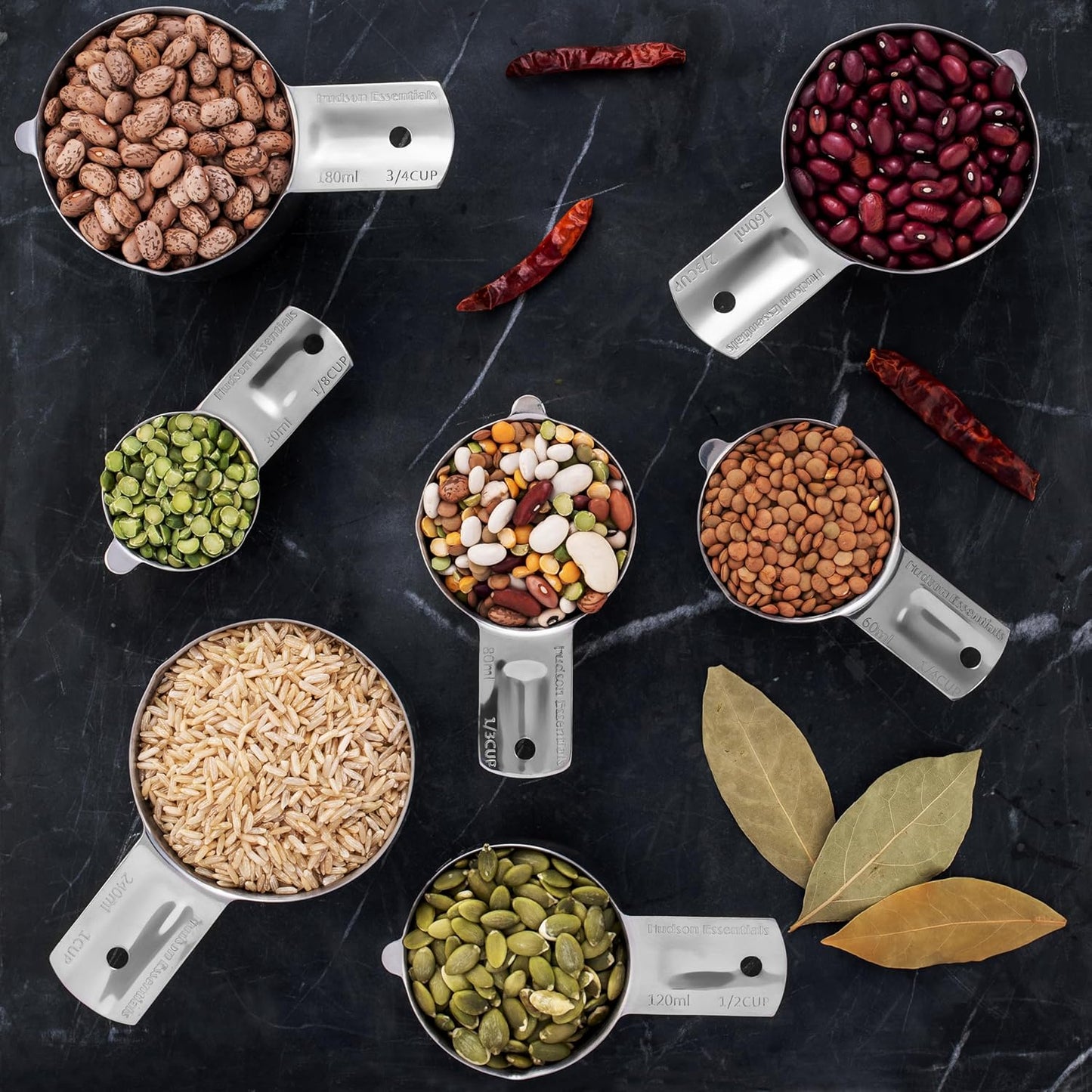 Hudson Essentials Stainless Steel Measuring Cups Set - Stackable Set with Spout