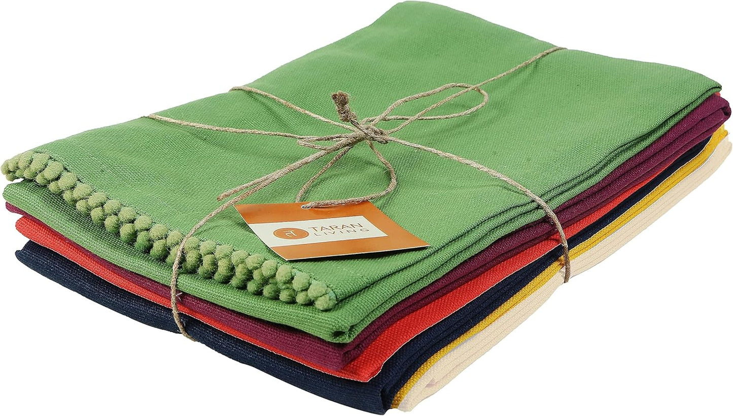 TARAN LIVING Cotton Kitchen Cloths - Assorted (2), Pack of 6 (18"x28")