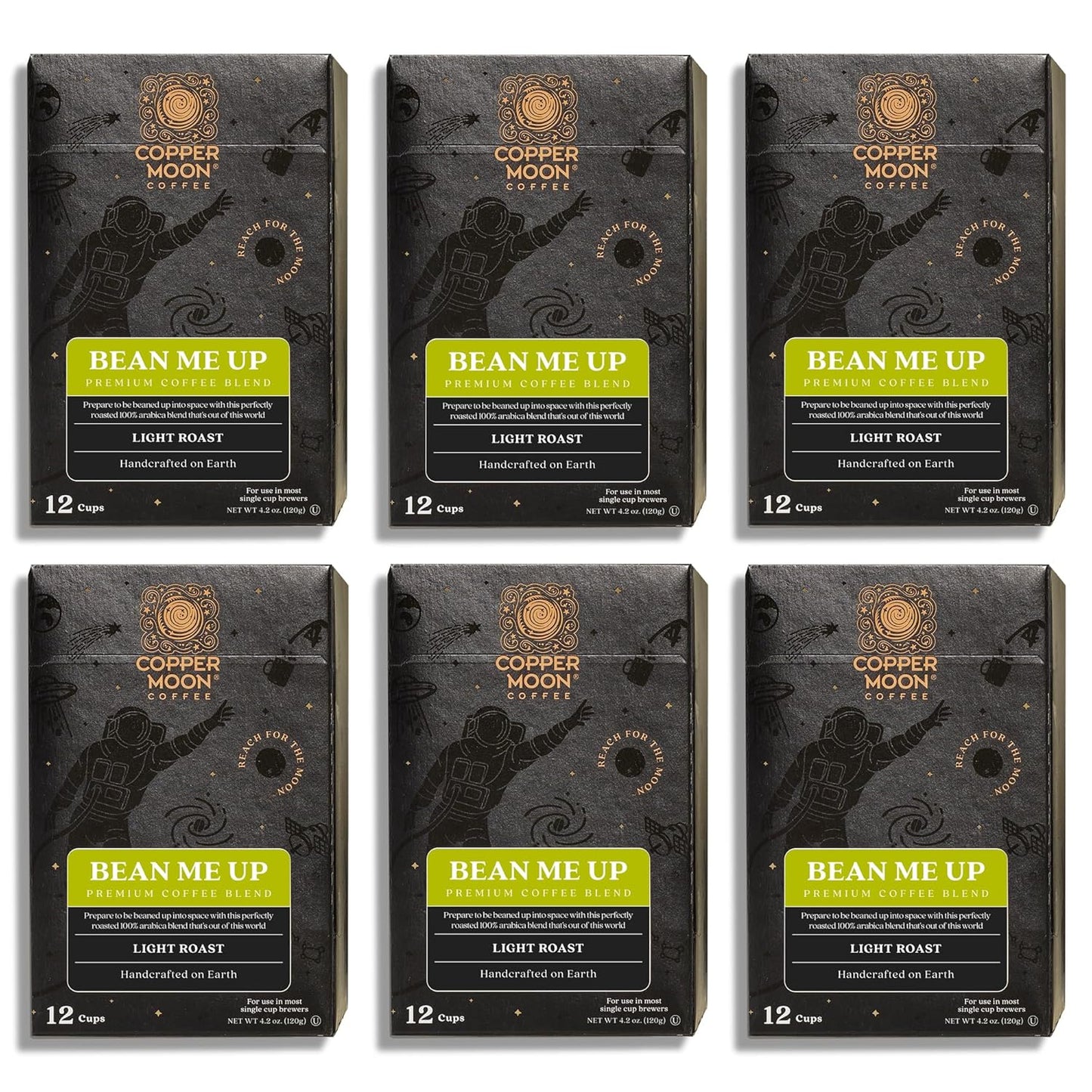 Copper Moon Single Serve Coffee Pods for Keurig K-Cup Brewers, Light Roast, Bean Me Up Blend, 72 Count
