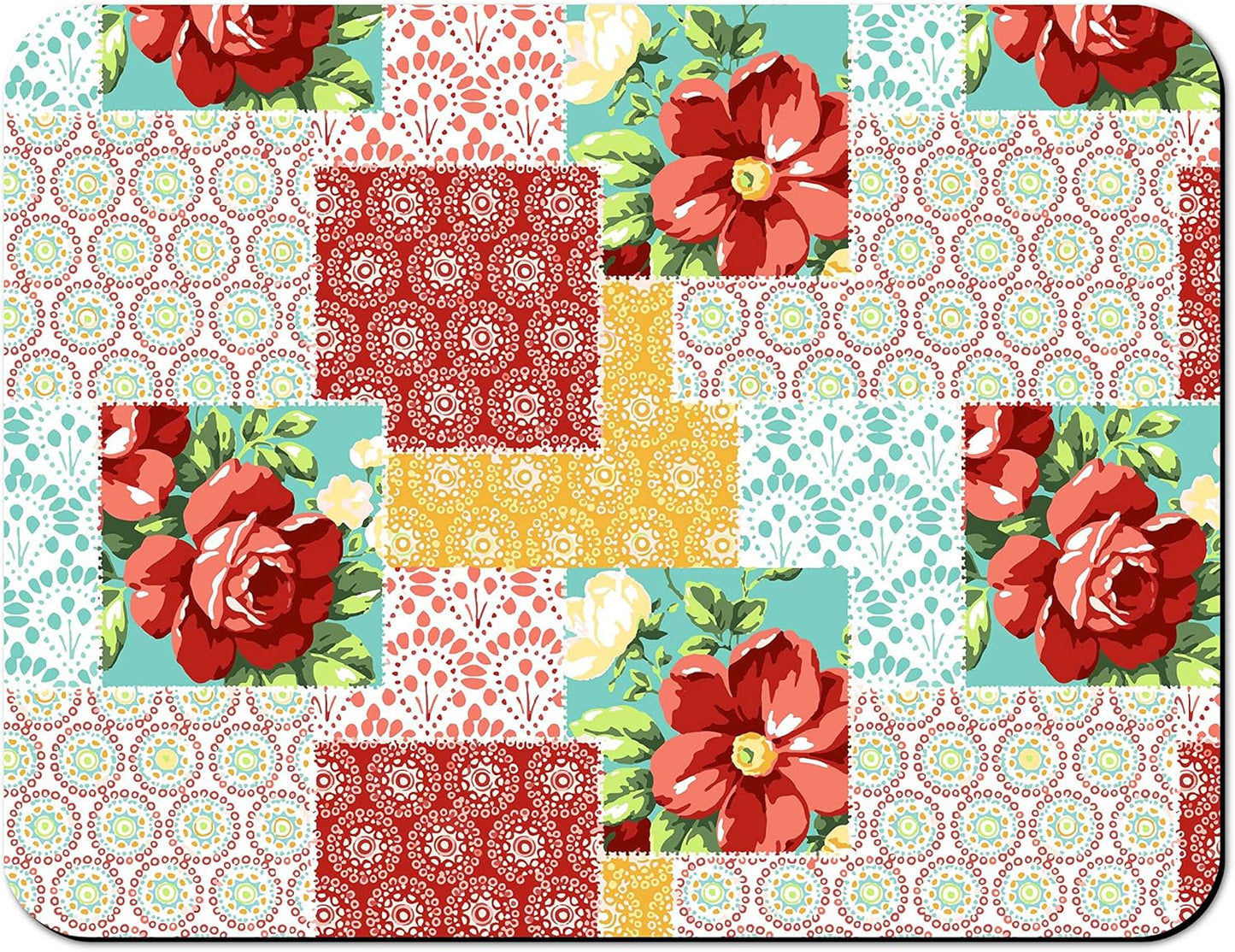 Rubber Dish Drying Mat for Kitchen Counter Large Boho Flowers Washable Quick Home Coffee Pad Fit Under Sink,Bar,Utensils 18x24in