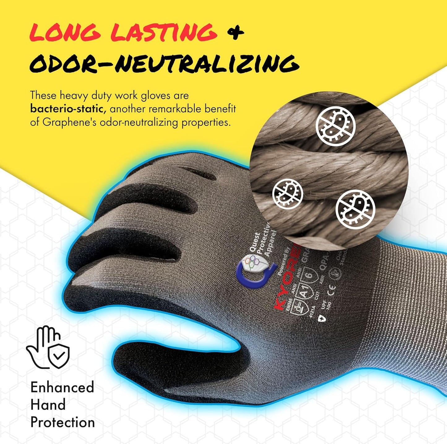 Quest Protective Apparel Cut Resistant Gloves - Puncture Resistant Cutting Gloves Work - Constructed with Graphene Technology