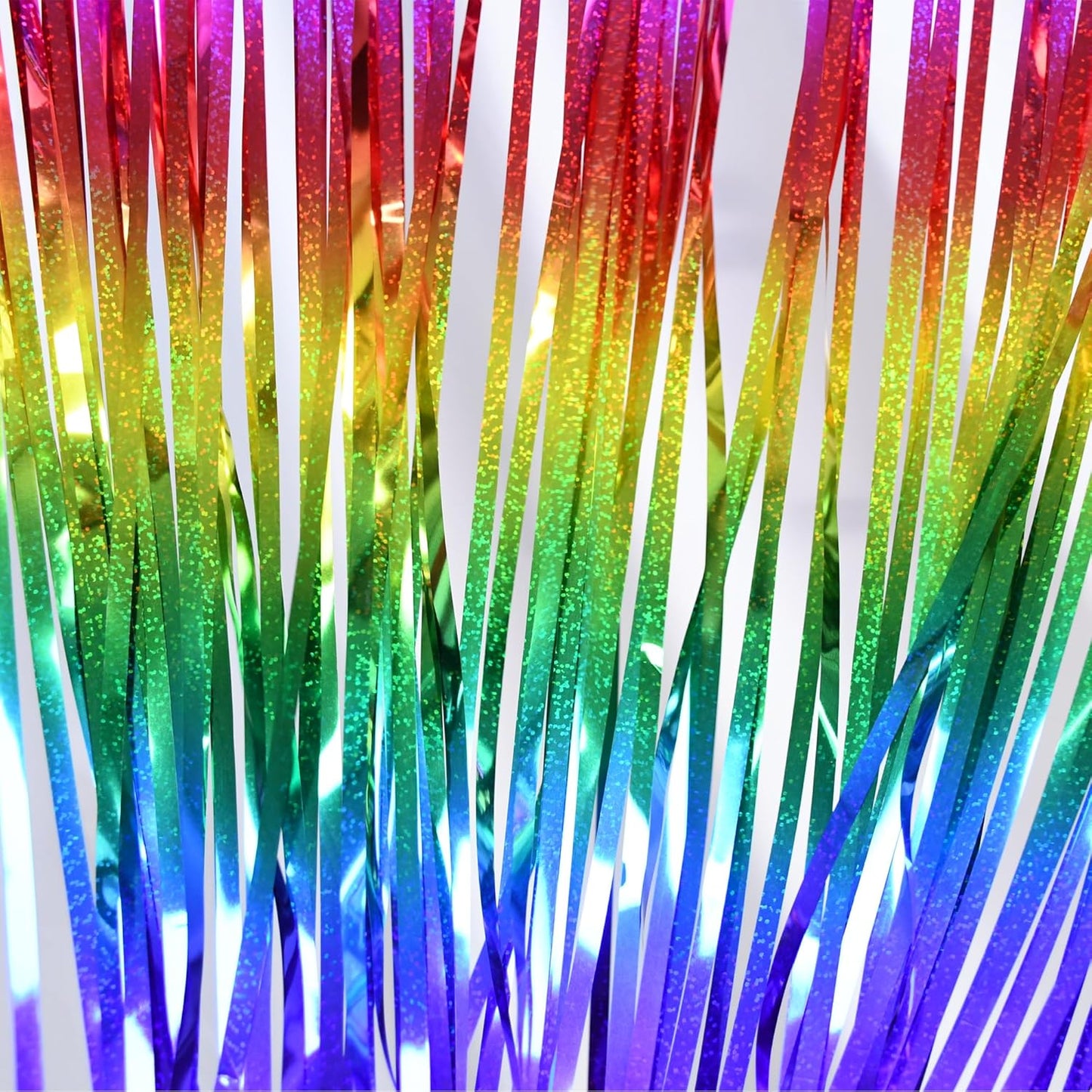BRAVESHINE Fringe Backdrop Tinsel Foil Curtains - 2 Pack Colorful Metallic Streamers Backdrops for Doorway Decor/80's/90's/Dance/Graduates/Rainbows-Theme/Candylands/Kids Birthdays Party Decorations