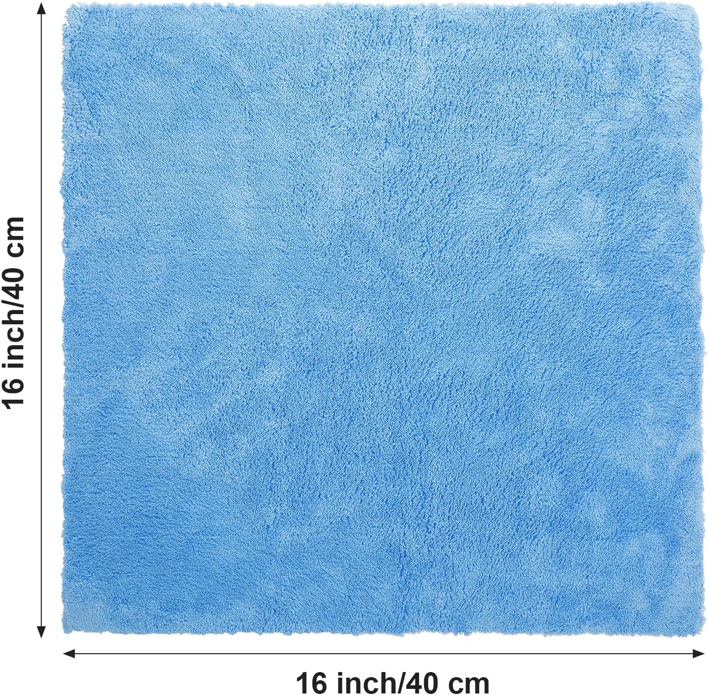 Shimeyao 30 Pcs 16 x 16 Inch Edgeless Microfiber Plush Towels for Cars Detailing Drying Wash Polishing Absorbent Cleaning Cloths, 500 GSM (16 x 16 Inch, Light Blue, 30 Pcs)