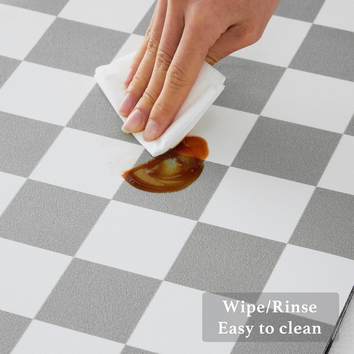 Checkered Dish Drying Mat for Kitchen Counter, Coffee Bar Station Accessories, Retro Cute Aesthetic Modern Absorbent Drainer Mat Kitchen Drying Mat Easy Clean, Grey 12" x 19"