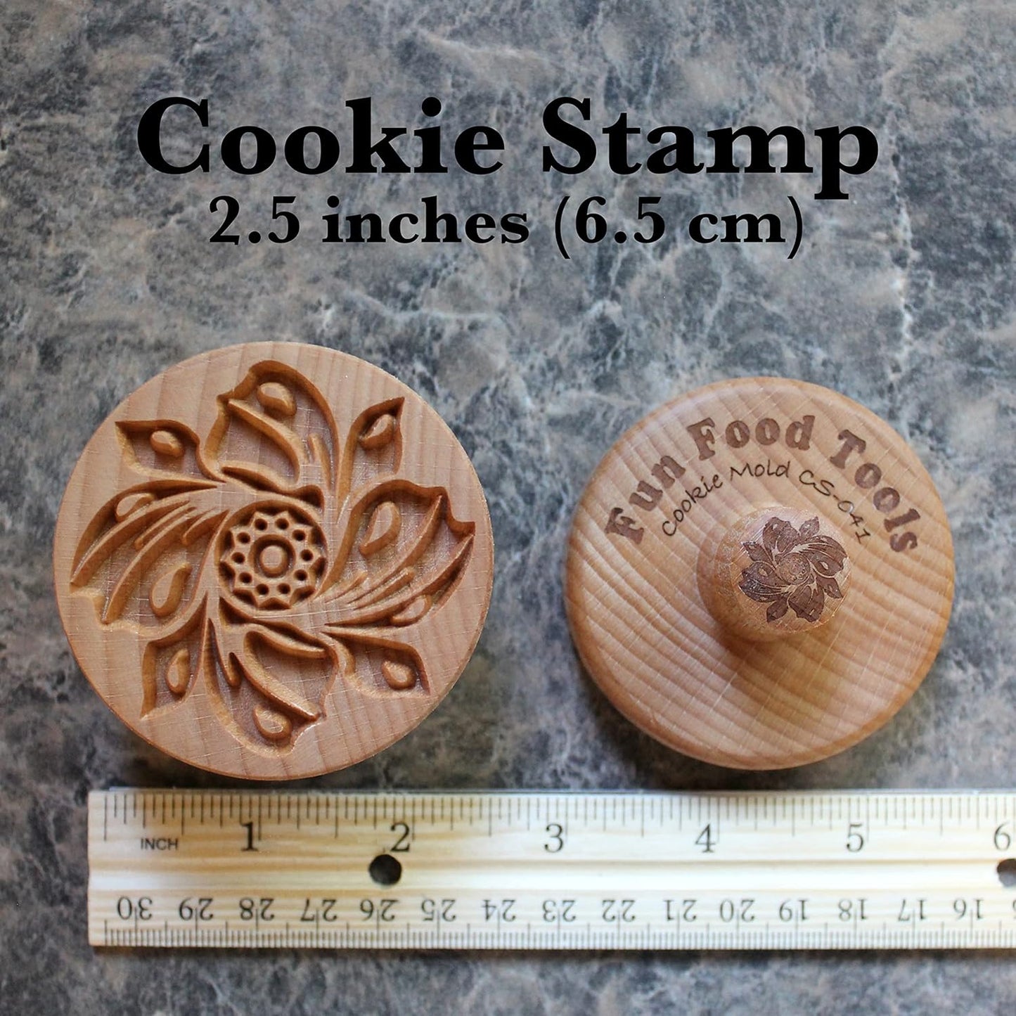 Wood Cookie Stamp, 2.5 Inch (Whirling Flower CS-041)