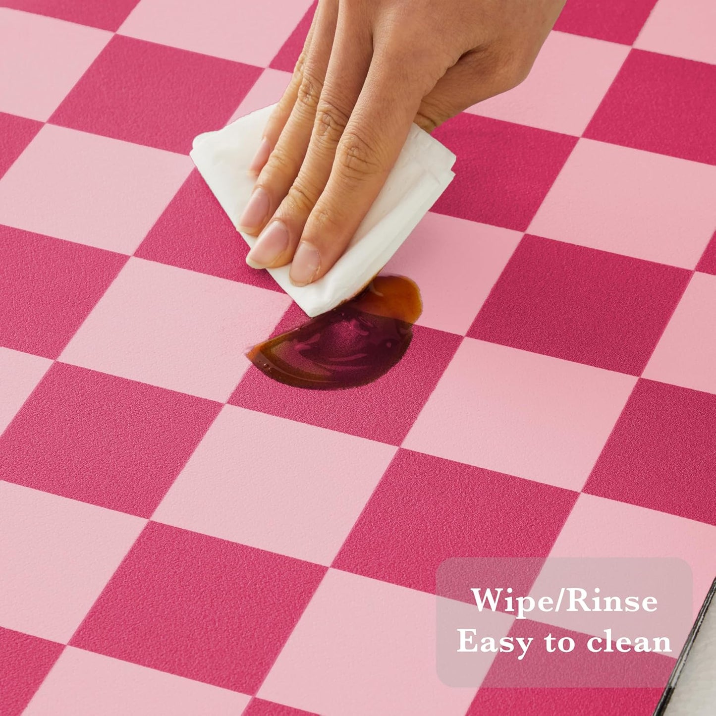 Checkered Dish Drying Mat for Kitchen Counter, Coffee Bar Station Accessories, Retro Cute Girly Pink Aesthetic Modern Absorbent Drainer Mat Kitchen Drying Mat Easy Clean, Hot Pink 16" x 24"