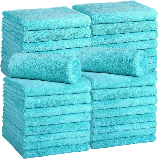 Shimeyao 30 Pcs Edgeless Microfiber Plush Towels for Cars Detailing Drying Wash Polishing Absorbent Cleaning Cloths, 500 GSM, 16 x 16 Inch(16 x 16 Inch, Teal Blue, 30 Pcs)