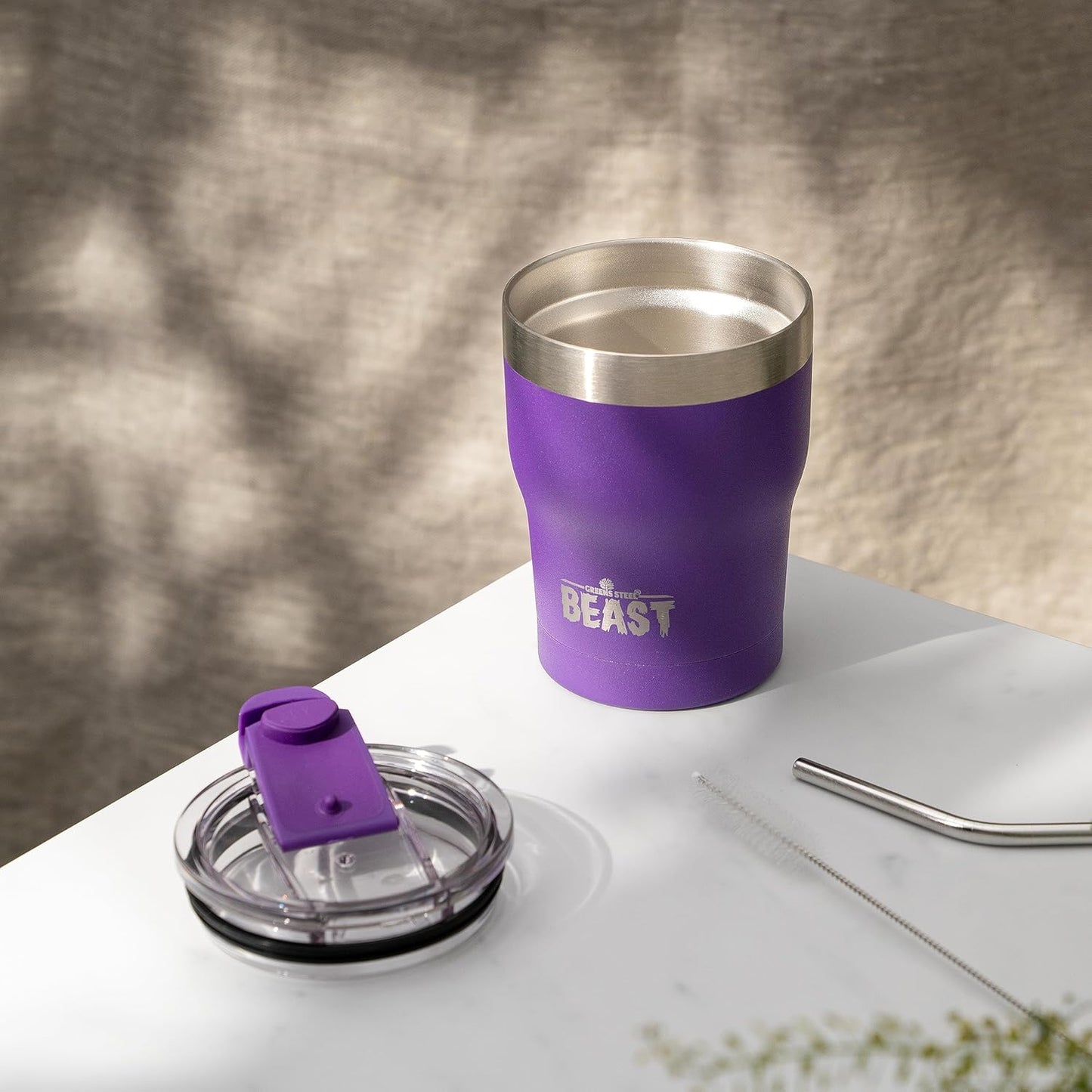 Beast 10 oz Tumbler Stainless Steel Vacuum Insulated Coffee Ice Cup Double Wall Travel Flask (Purple)