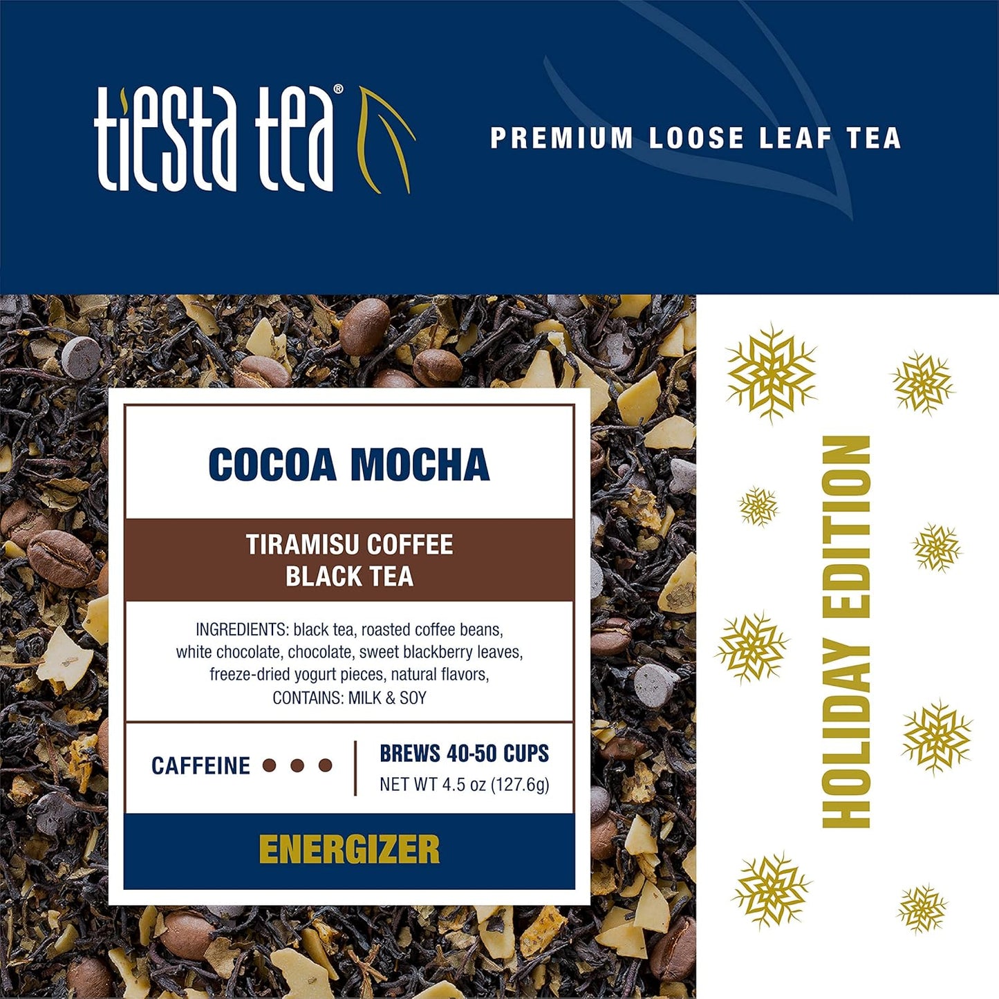 Tiesta Tea - Cocoa Mocha, Loose Leaf, Tiramisu Coffee Black Tea, Premium Blend, High Caffeinated Holiday, Make Hot or Iced, Brews Up to 50 Cups, 4.5 Ounce Refillable Tin