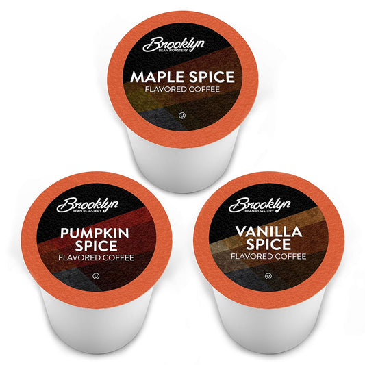 Brooklyn Beans Roastery Coffee Pods, Fall Flavored Variety Pack Sampler (Pumpkin, Maple, Vanilla) - Compatible with Keurig K Cup Brewers Including 2.0 Machines, 40 Count