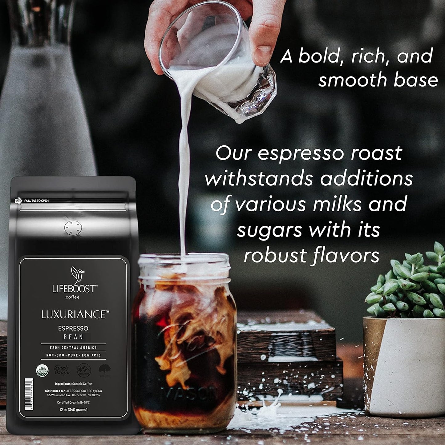 Lifeboost Organic Espresso Beans Whole – USDA Organic, Low Acid, Mold-Free Dark Roast Coffee – Whole Bean, Single Origin, High Caffeine Arabica – 12 oz Bag