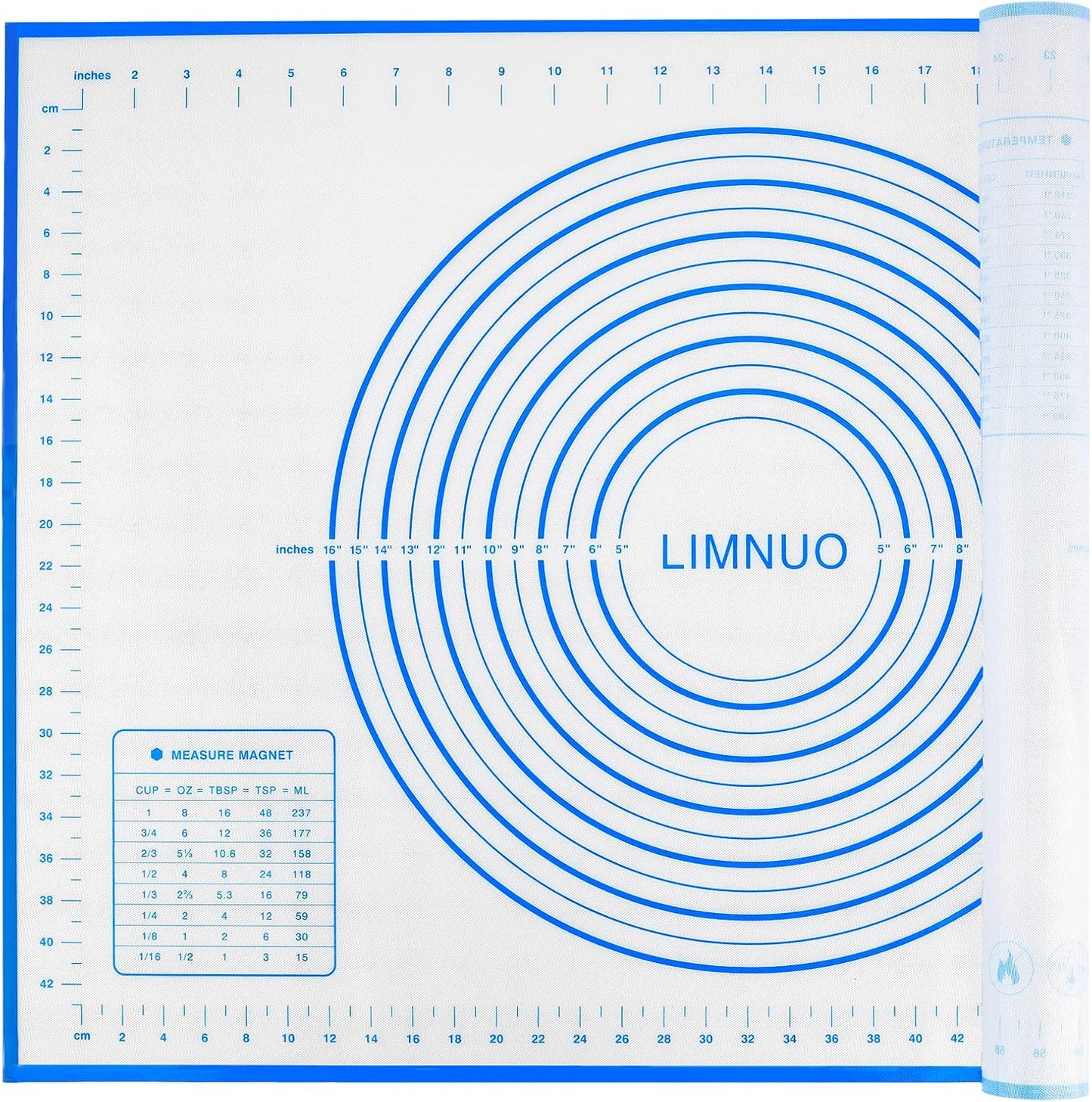 Silicone Baking Mat，Non Stick Rolling Dough with Measurements for Pie Pizza Cookies Fondant Making，Extra Thick Non Slip Silicone Pastry Mat