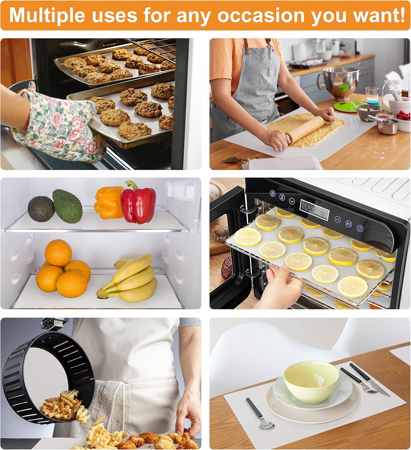 Silicone Baking Mat Roll - Best German Silicone - Non-slip Silicone Pastry Mat, Non-Stick Reusable Air Fryer Linner, Counter Mat, Oven Liner, Freeze Dryer Mat - 12IN x 10.7FT