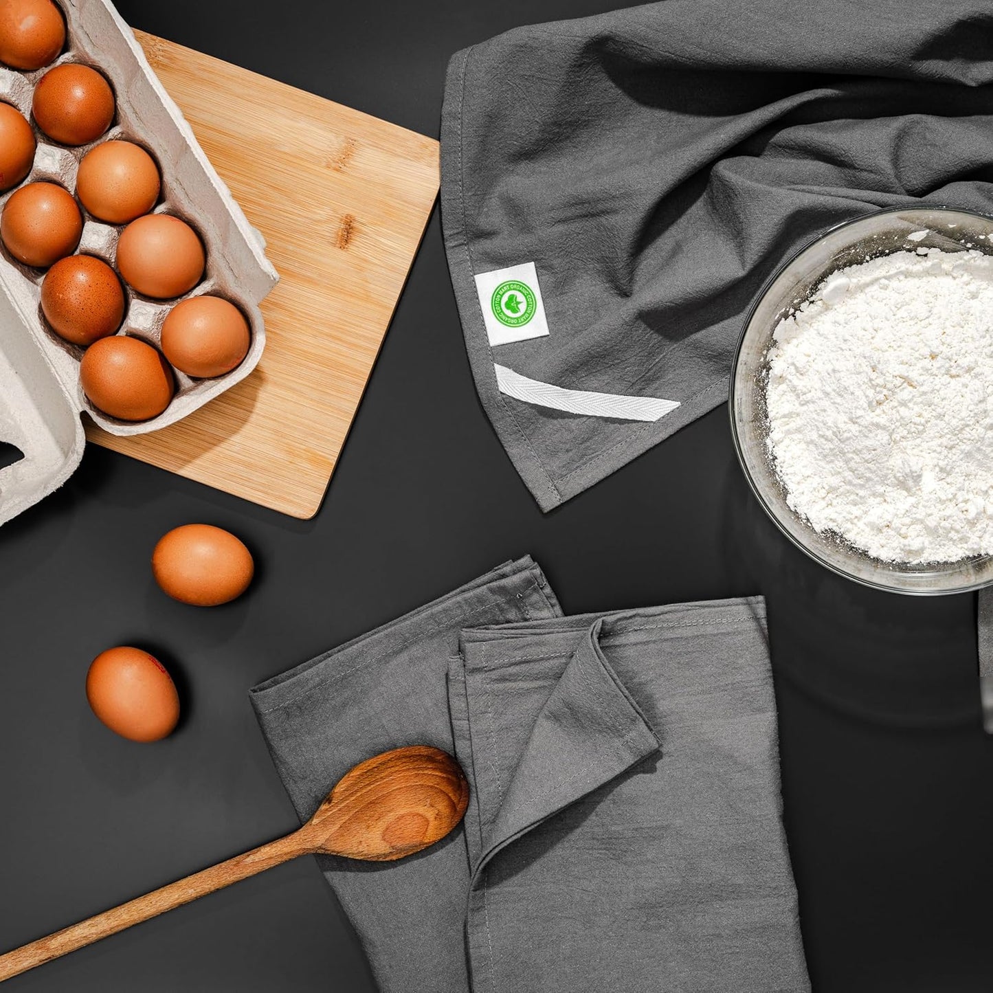 Organic Cotton Gray Tea Towels - 10 Pack, 27"x27", 100% Cotton Gray Flour Sack Towels for Kitchen and Baking Use - Durable, Absorbent and Customizable Gray Dish Towels (10 Pack Gray)