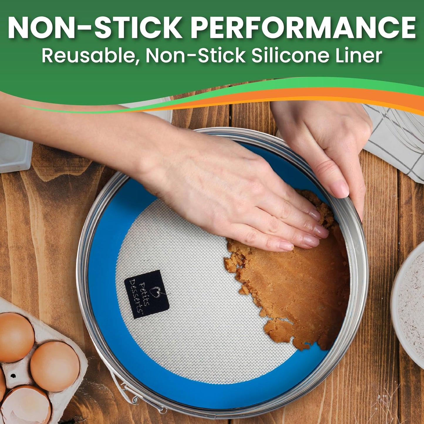 STAINLESS STEEL Springform Pan with REUSABLE Nonstick Silicone Liner - NON TOXIC Springform Pan for Cheesecake, 9 Inch Springform Ppan