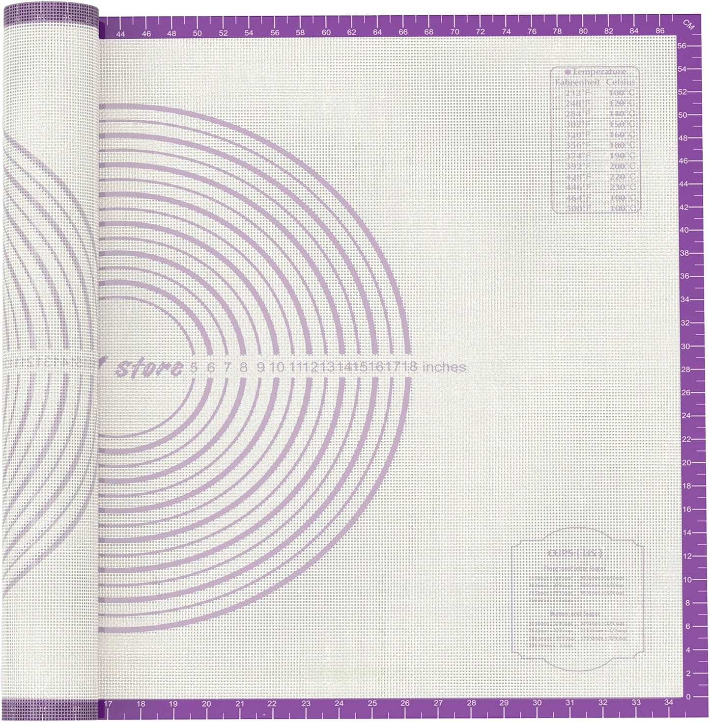 28 * 20 inches purple, non-slip silicone baking sheets - baking mat with 0.7mm thickness - non-stick pastry & cookie mat for kitchen counter for rolling out dough with measurements.