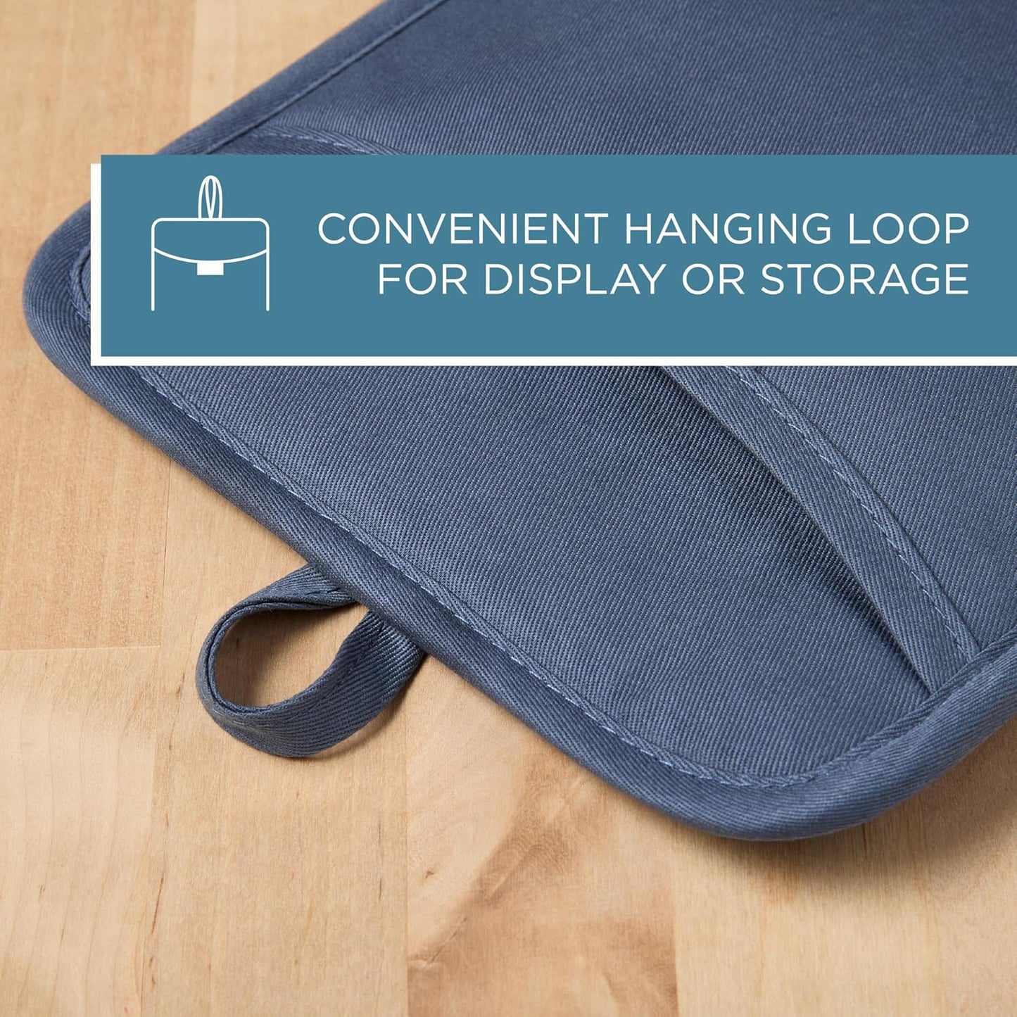 TOWN & COUNTRY BASICS Basketweave Soft Silicone Pot Holder 2-Pack Set, Heat Resistant up to 500F, Flexible Silicone, Non-Slip Grip, Blue, 7.5"x10"