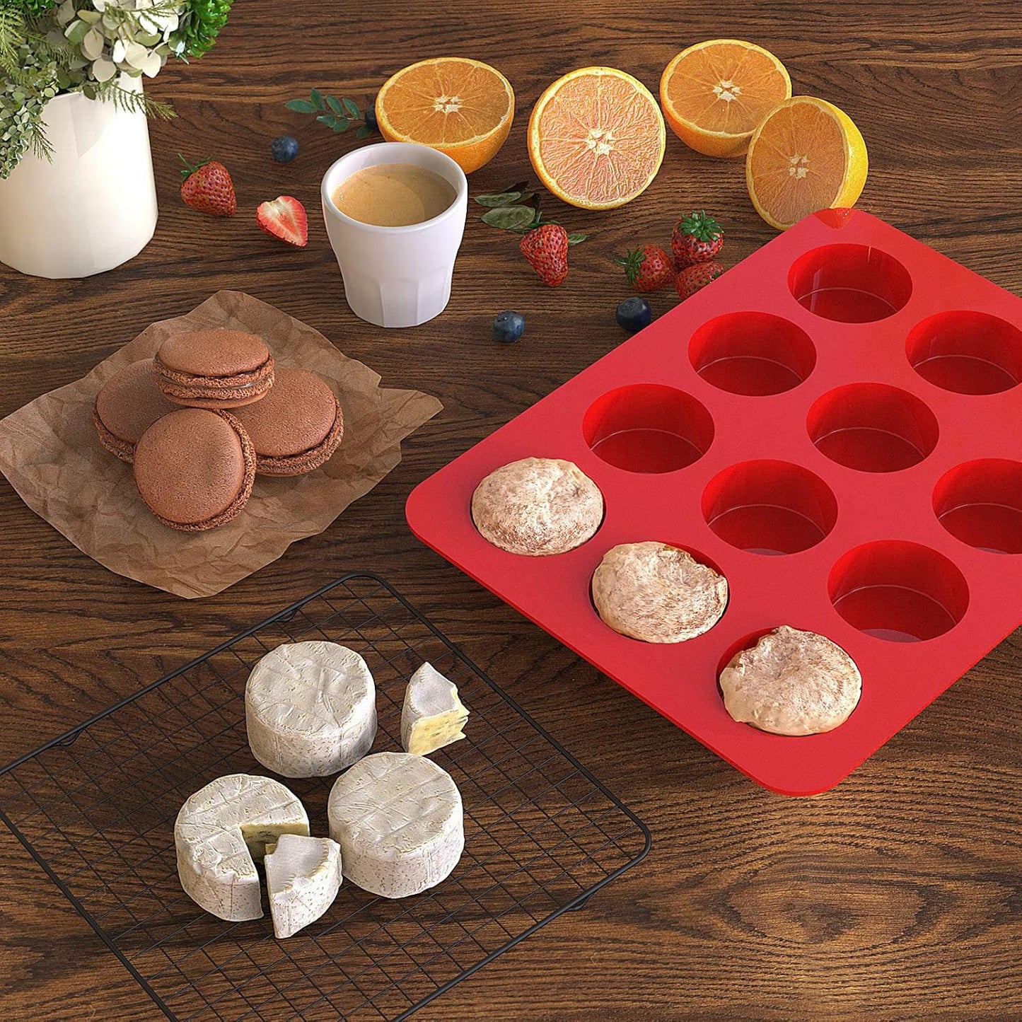 2 inch Chocolate Covered Oreo Molds Silicone - Set of 2-24 Cup SILIVO Chocolate Cookie Molds for Baking, Round Silicone Molds for Sandwich Cookie,Muffin,Cupcake,Pudding,Chocolate Coated Oreos