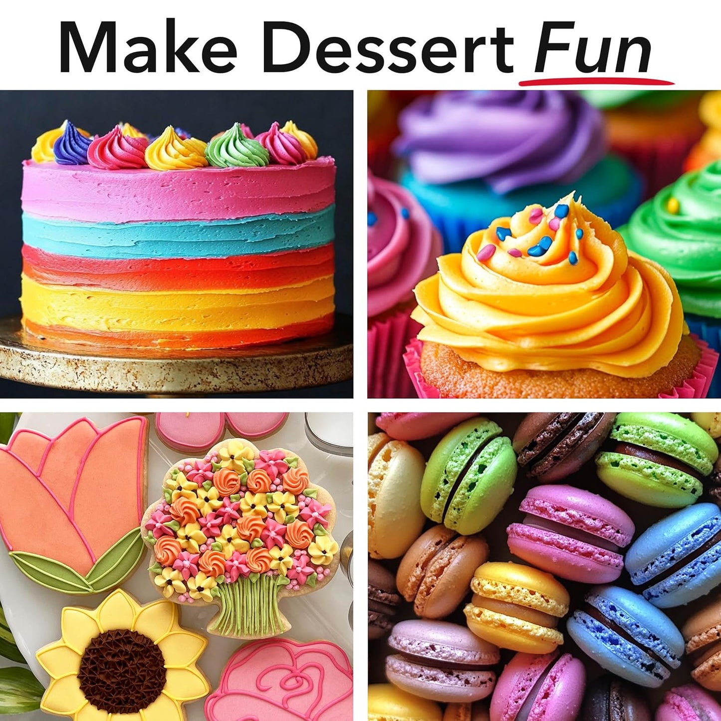 Ann Clark Professional Grade Food Coloring Gel Large 4.5 oz Bottles 12 Color Set Made in USA