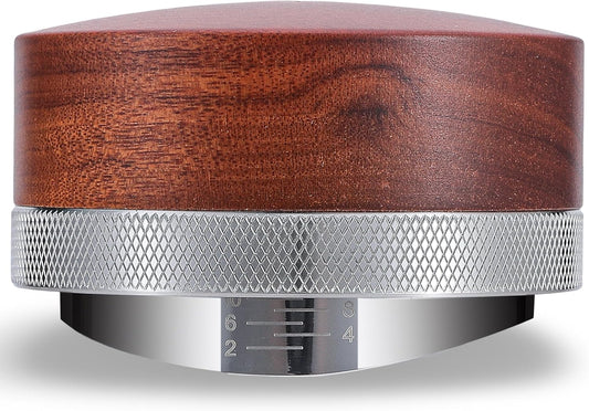 51mm Espresso Distributor Tool KNODOS Rosewood Coffee Distributor Stainless Steel 51 mm Distribution Tool Leveler with Adjustable Depth Premium Espresso Machine Accessories