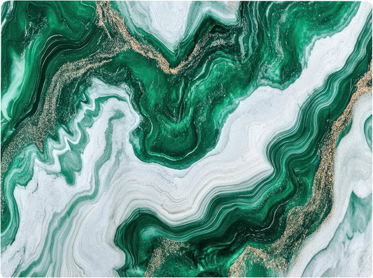 White Green Moss Agate Marble Kitchen Glass Cutting Board Ocean Decorative Gift Marbled Granite Stone Rock Gift For Her Mom Wife (White Green)