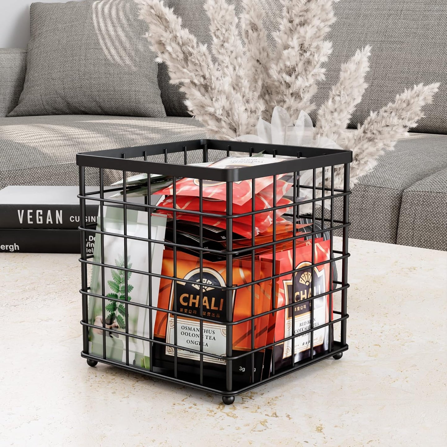 Coffee Pod Holder Organizer, K Cup Holder for Counter K pod Container, Creamer Holder, Coffee Bar Accessories Basket Black