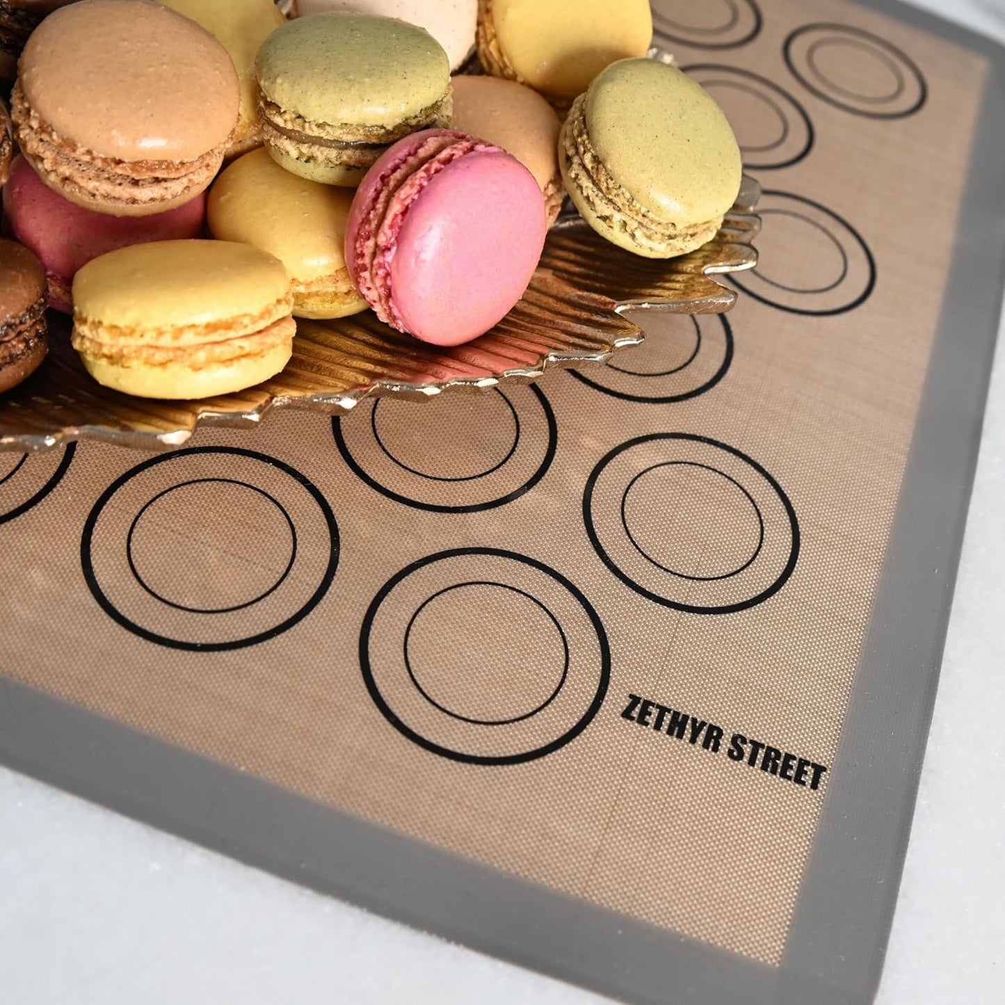 Macaron Silicone Baking Mats - Non-Stick Macaron Mat for Easy Baking | Heat Resistant & Dishwasher Safe Macaron Baking Mat | Reusable & Eco-Friendly, 3/4 Sheet Size - Pack of 3 - For Macarons And More