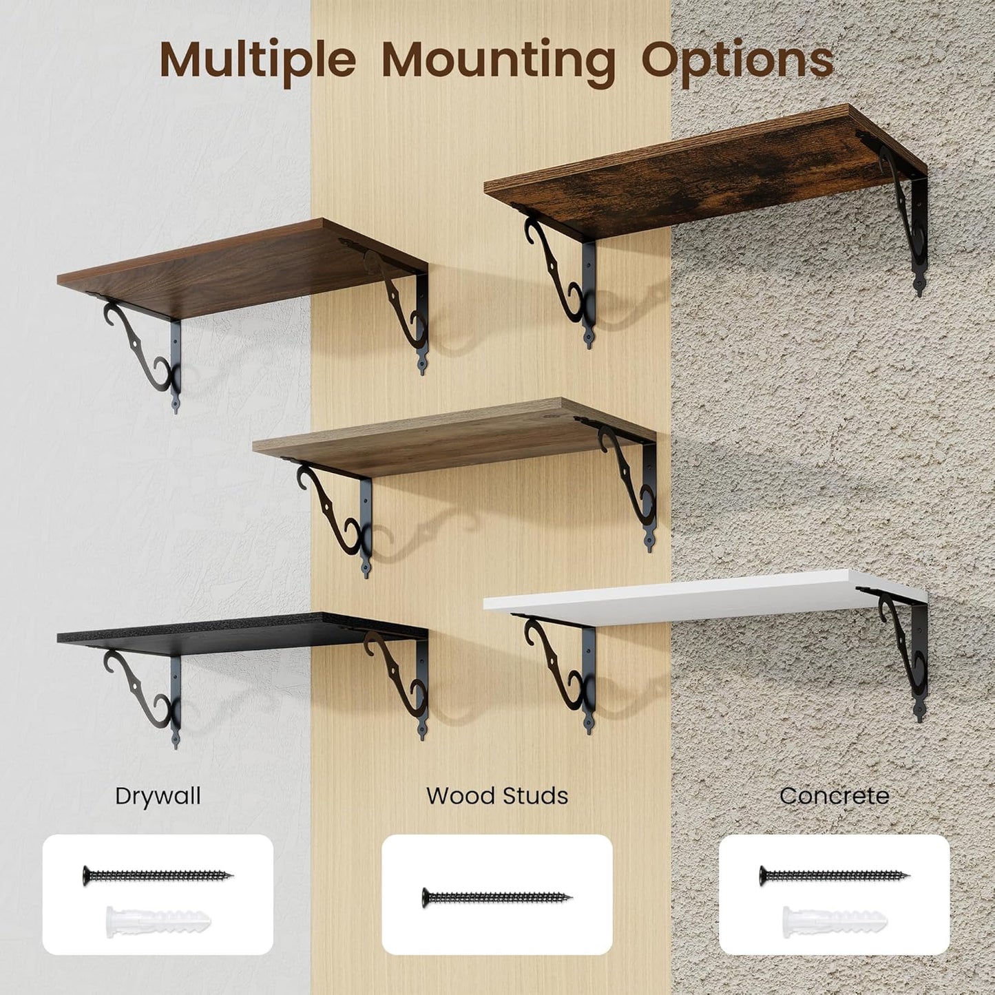 RICHFOCUS 12 Inch Deep Floating Shelves for Wall, 24" W x 12" D Wood Wall Shelves Set of 2, Wide Floating Shelves for Living Room, Bedroom, Kitchen, Bathroom and Decor Storage, Walnut