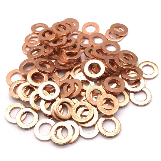 M5 Flat Washer Copper Sealing Ring, 5mm ID 9mm OD 1mm Thickness Metric Sealing Gasket, 100 Pieces