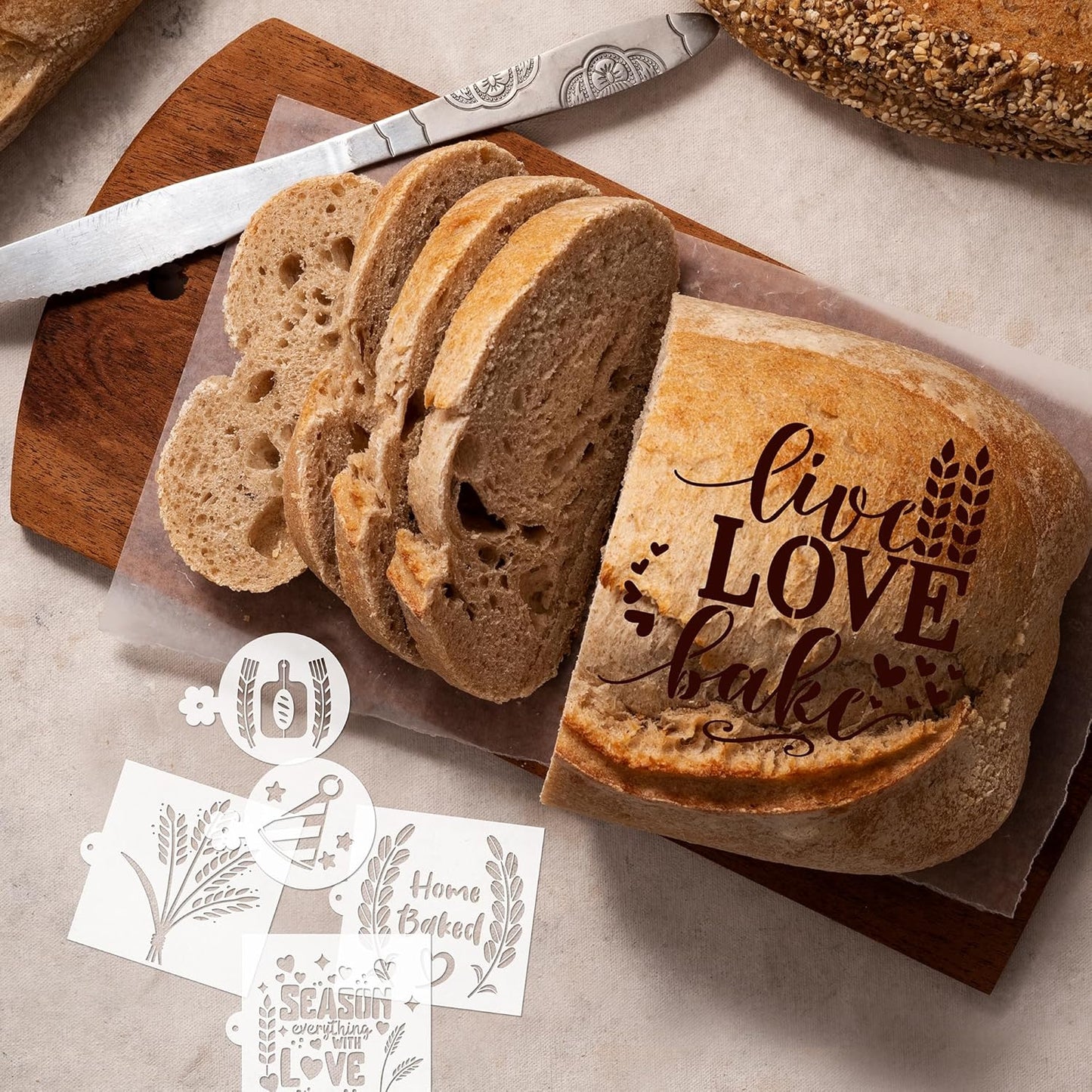 Bread Stencils for Sourdough - 24 Pcs Bread Stencils for Baking, Sourdough Bread Baking Tools, Gifts for Sourdough Bakers, Bread Making Accessories, Pie Cake Cookie Baking Stencils Template