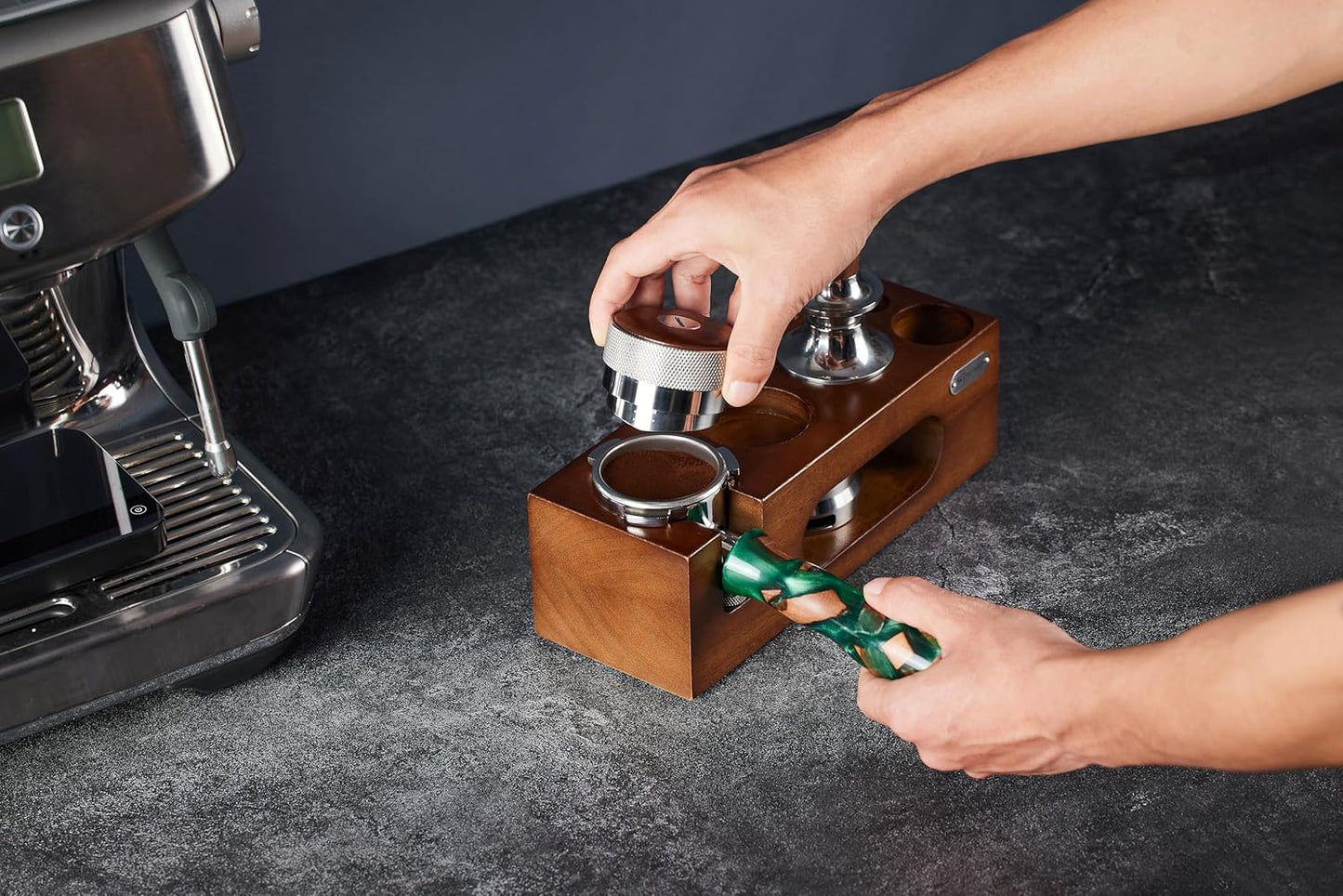 54mm bottomless portafilter for Breville Barista Express(BES870) Pro Touch Bambino Infuser Duo Temp Espresso Accessories Includes Naked Basket Stainless Steel resin green