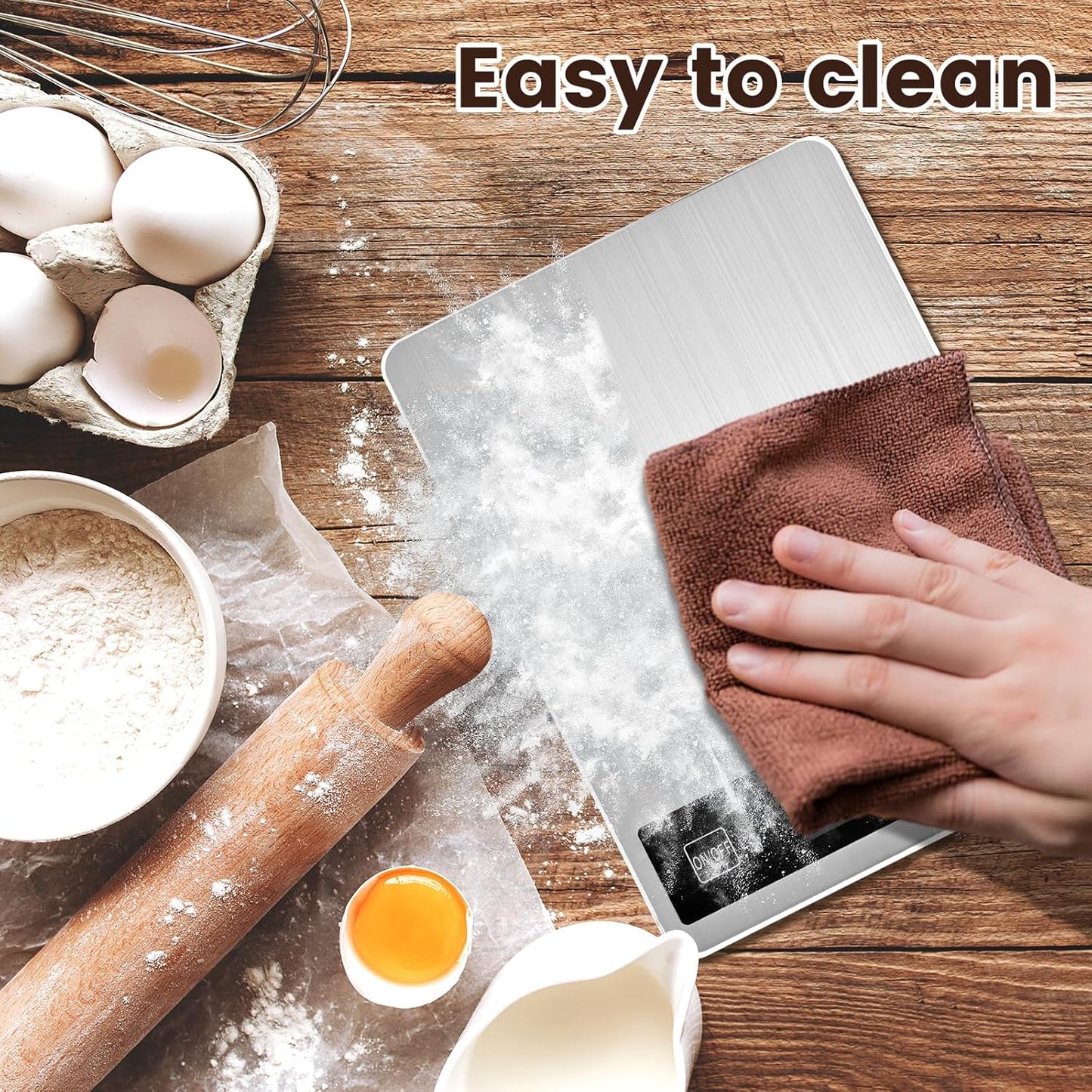 33lb Food Scale, Digital Kitchen Scale Batteries and USB Charging,1g/0.05oz Precise Graduation, Waterproof Stainless Steel with LCD Display Weight Grams and oz for Cooking Baking (Stainless Steel)