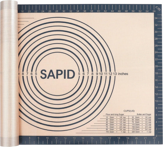 Non Slip Silicone Pastry Mat Large with Measurements for Non-stick Dough Rolling, Pie Crust, Pastry Roll Out, Cookies,Bread and Silicon Kneading Mat (16" x 24", Gray)