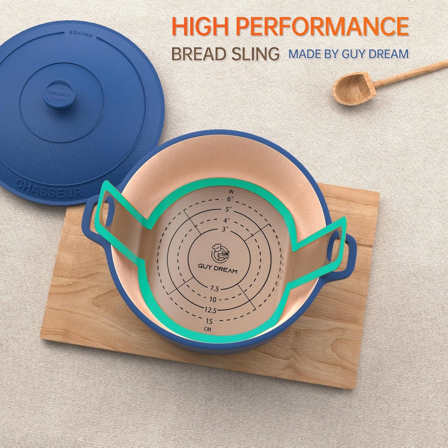 GUYDREMAT Silicone Bread Sling – Food Grade Silicone Baking Mat for Dutch Oven – Heat-resistant Dutch Oven Liner for Sourdough Baking – Easy Cleaning Bread Baking Mat, 2PCs Pack