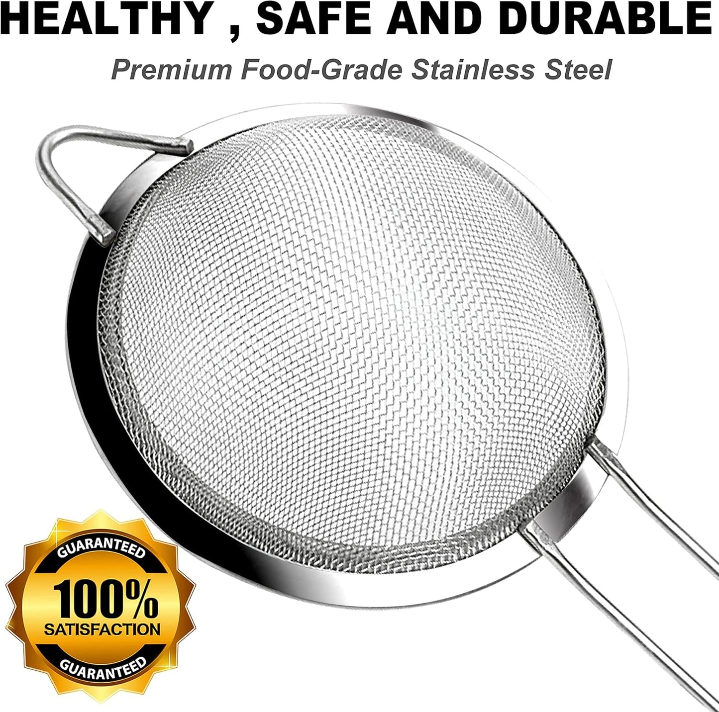Anaeat Fine Mesh Strainers - Premium Stainless Steel Colander Sieve Sifters, with Durable Mesh and Sturdy Handle, Excellent for Sifting Dry ingredients, Flour, Pastas, Rice, Tea (5.5")