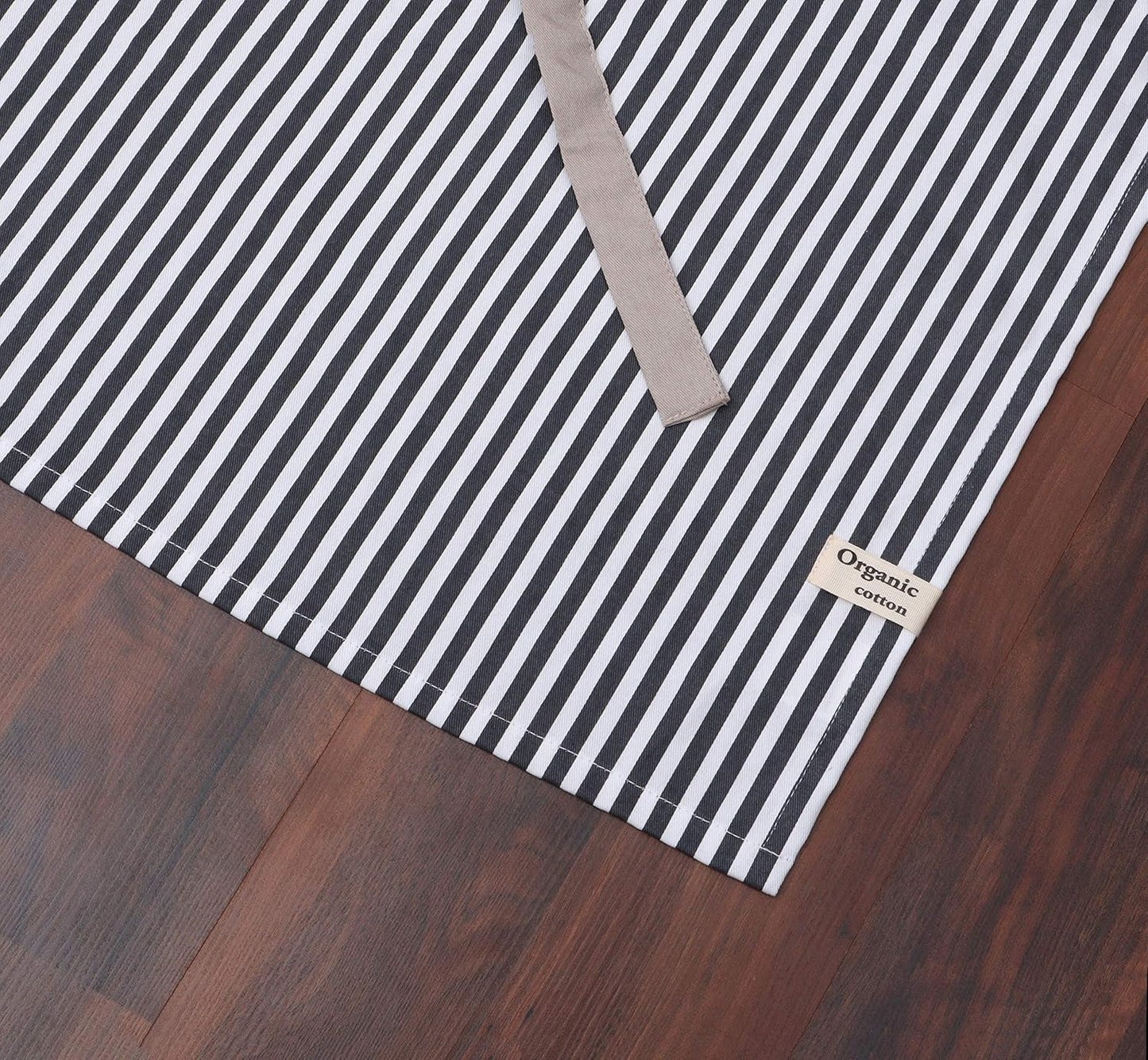 AMOUR INFINI Cotton Aprons for Women with Pockets Adjustable Strap and Waist Ties Printed Reusable Aprons for Baking, Cooking, Gardening (27.5 x 33 Inches - Charcoal)