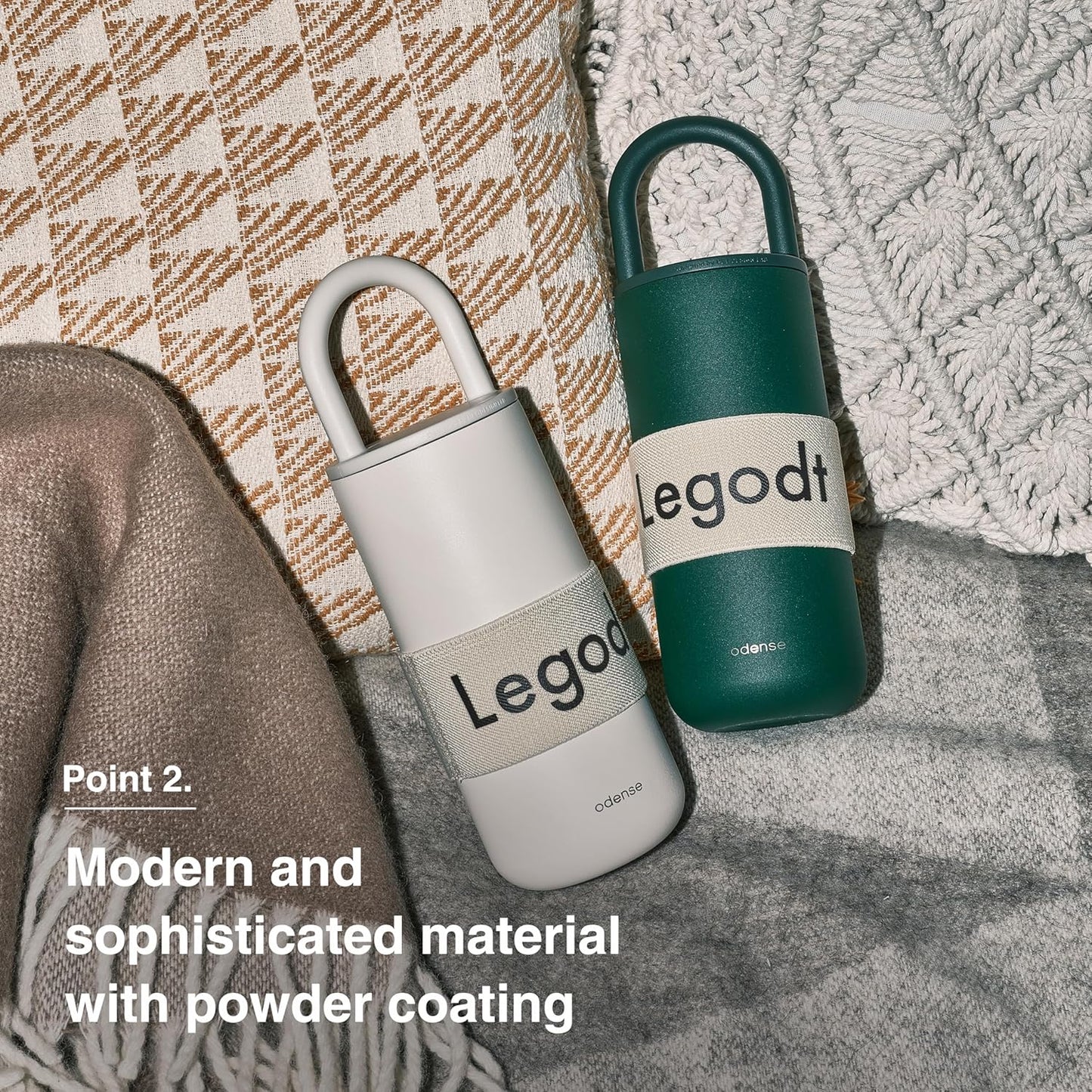 Odense Legodt Loop Tumbler 20oz with Lid and Handle - Insulated Tumbler with Leak-Resistant Lid - Double Stainless Steel Travel Coffee Mug, Water Bottle, Keeps Drinks Hot or Cold(Vanilla Cream)