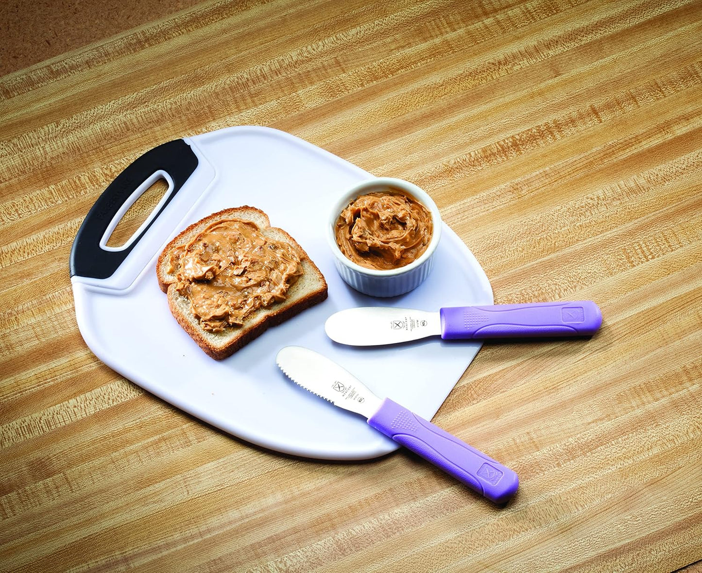 Mercer Culinary Millennia Wavy Edge Spreader, 3.5 Inch Blade, Purple Handle